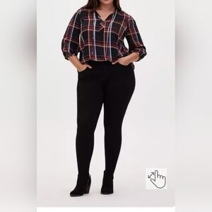 2X TORRID Rayon Twill Tie Neck Peasant Top